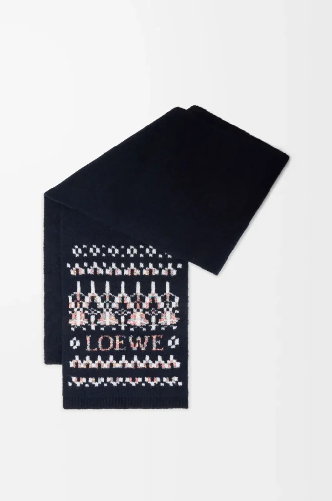 Scarf in wool blend Navy/Multicolor Scarf in wool blend Navy/Multicolor
