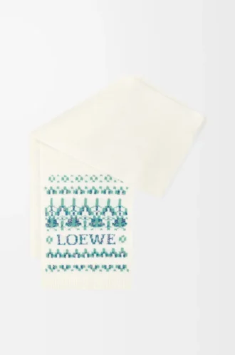 Scarf in wool blend White/Mint