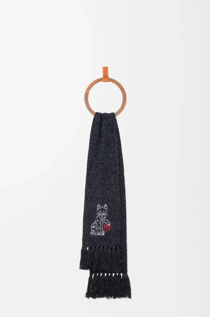 Scarf in wool, silk and alpaca blend Black Melange