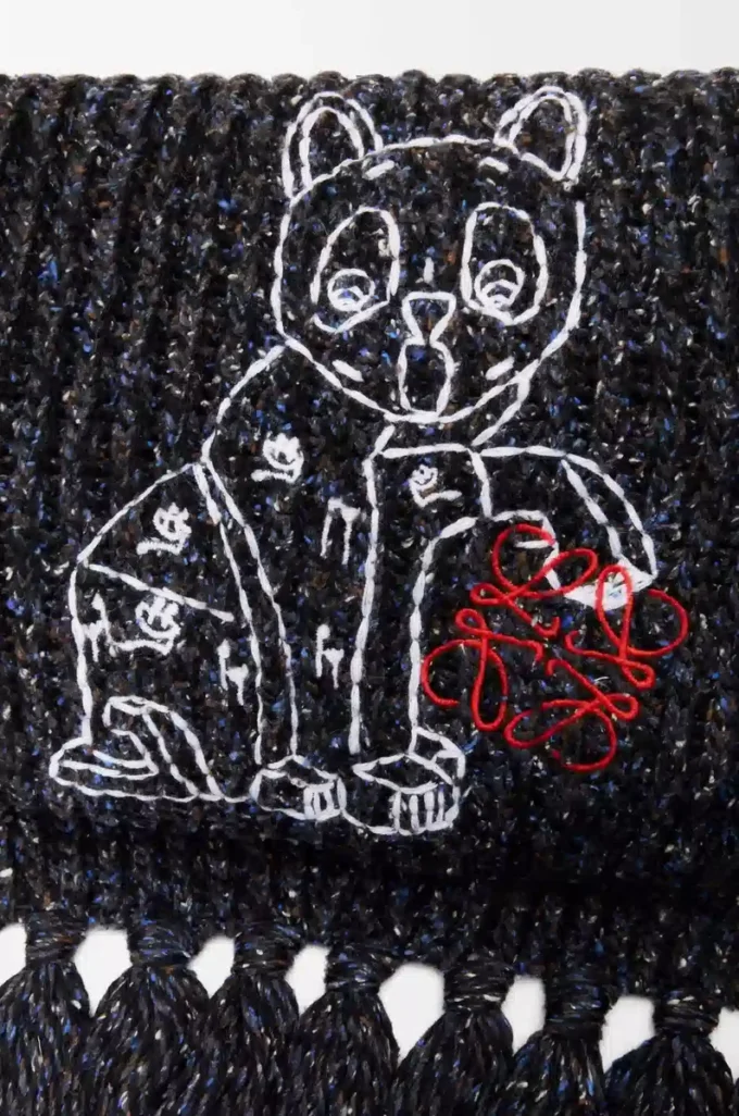 Scarf in wool, silk and alpaca blend Black Melange