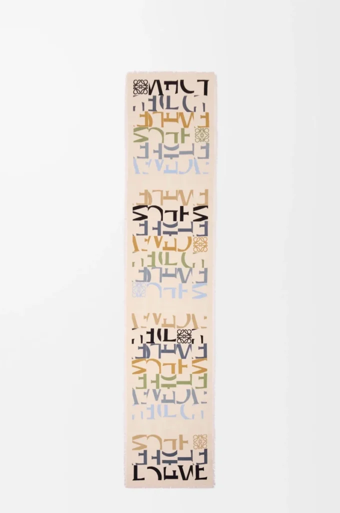 Scarf in wool, silk and cashmere blend Multicolor/Caramel