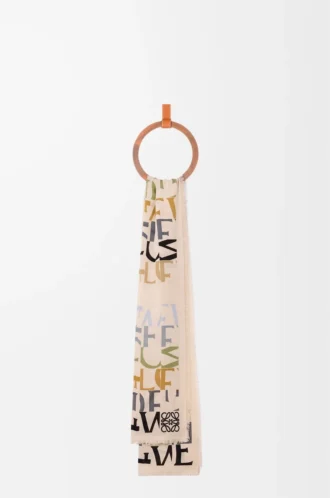 Scarf in wool, silk and cashmere blend Multicolor/Caramel