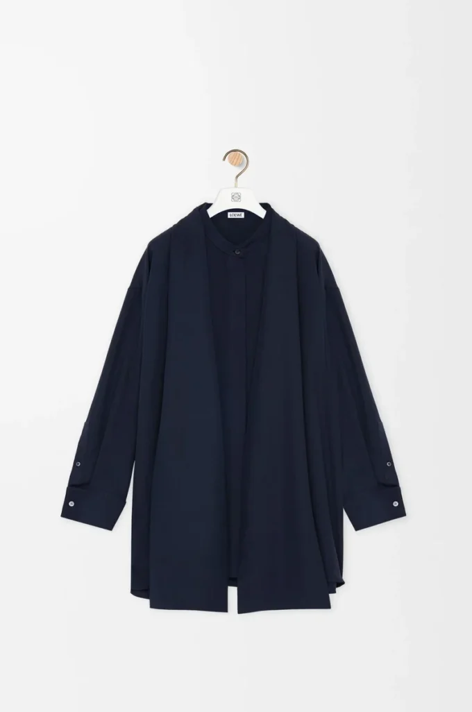 Scarf shirt in silk Navy Blue Scarf shirt in silk Navy Blue