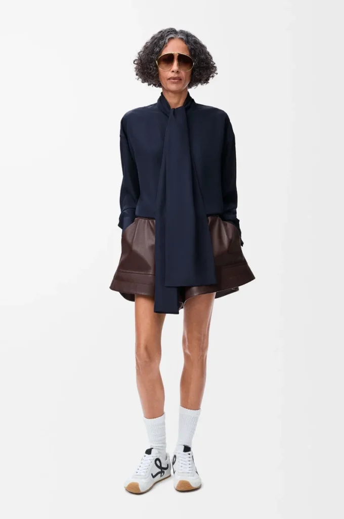 Scarf shirt in silk Navy Blue Scarf shirt in silk Navy Blue