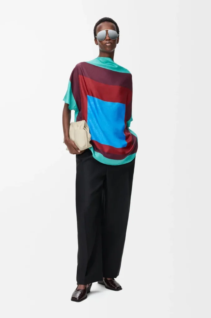 Scarf top in silk Green/Red/Multicolor Scarf top in silk Green/Red/Multicolor