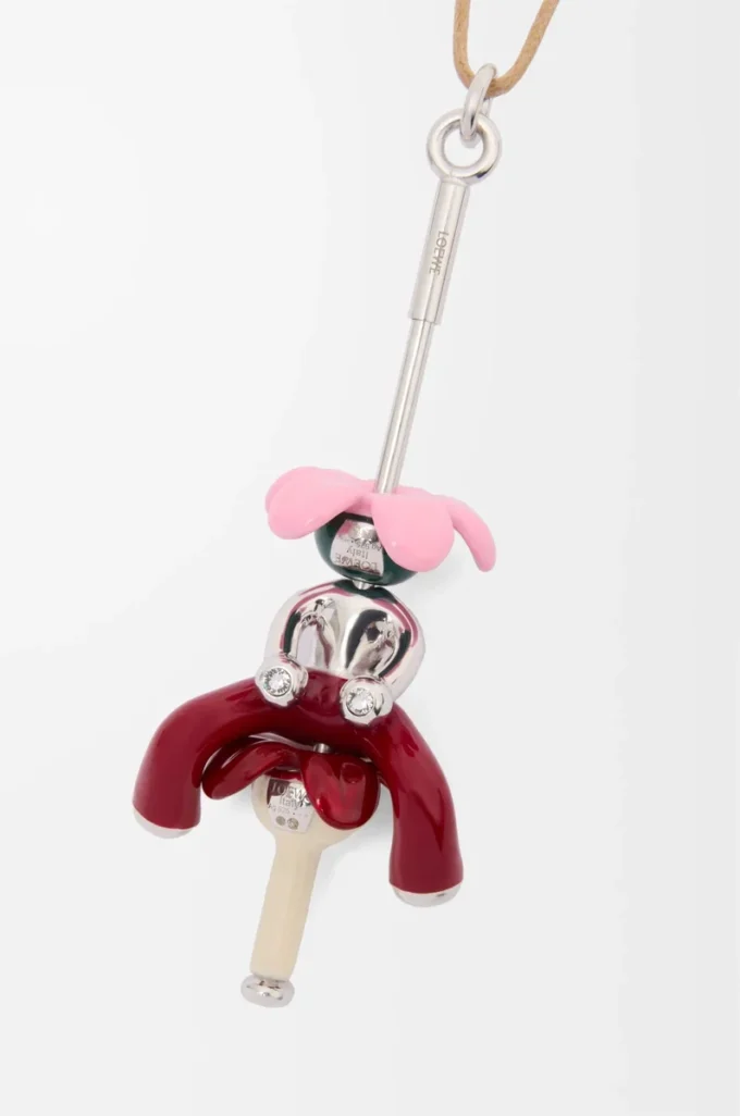 Seated Acrobat pendant in sterling silver and crystals Silver/Burgundy Seated Acrobat pendant in sterling silver and crystals Silver/Burgundy