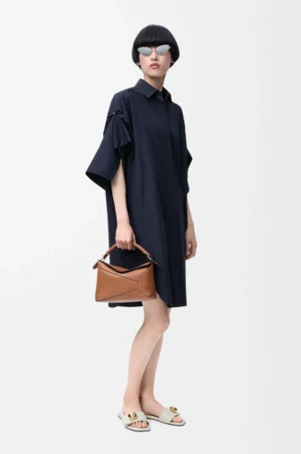 Shirt dress in cotton Navy Blue