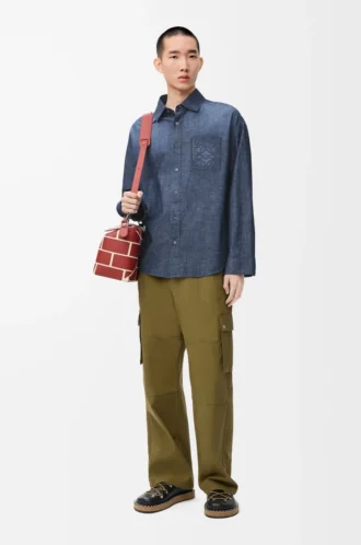 Shirt in cotton Washed Blue