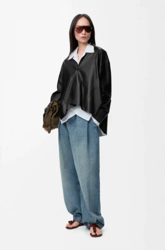 Shirt in nappa lambskin Black