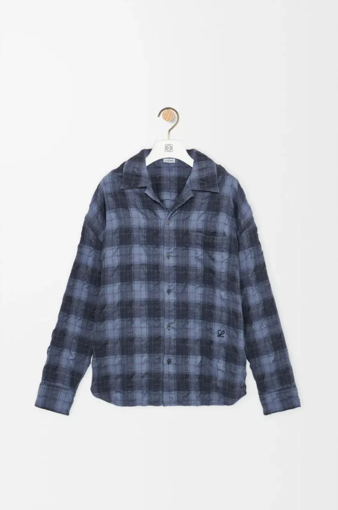 Shirt in wool and cotton Navy Blue Shirt in wool and cotton Navy Blue