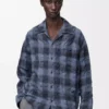 Shirt in wool and cotton Navy Blue Shirt in wool and cotton Navy Blue