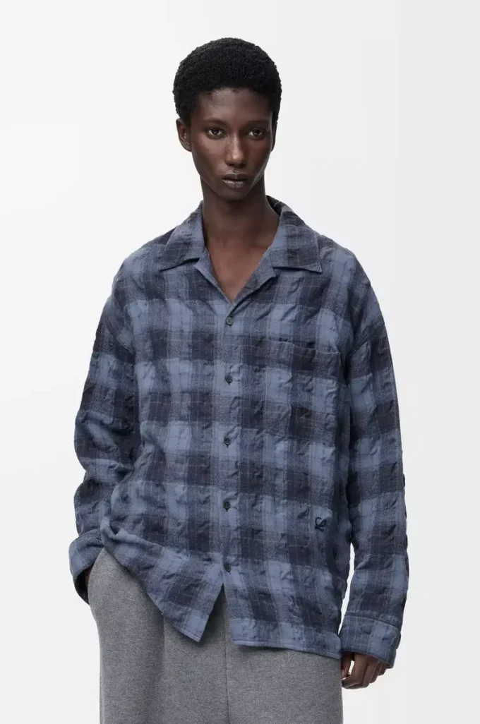 Shirt in wool and cotton Navy Blue Shirt in wool and cotton Navy Blue