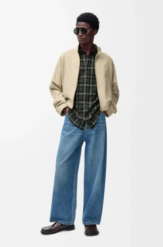 Shirt in wool blend Khaki/Black