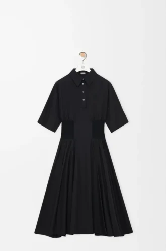 Short sleeve dress in cotton Black