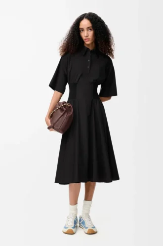 Short sleeve dress in cotton Black