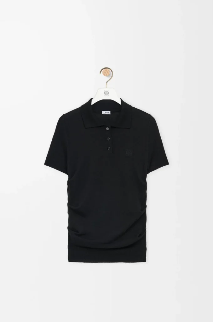 Short sleeve polo sweater in cashmere and silk Black Short sleeve polo sweater in cashmere and silk Black