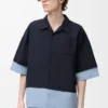 Short sleeve shirt in cotton Dark Navy/Light Blue Short sleeve shirt in cotton Dark Navy/Light Blue