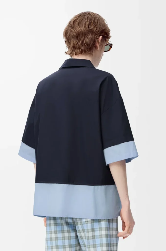 Short sleeve shirt in cotton Dark Navy/Light Blue Short sleeve shirt in cotton Dark Navy/Light Blue