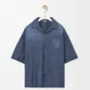 Short sleeve shirt in cotton Washed Blue Short sleeve shirt in cotton Washed Blue