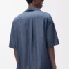 Short sleeve shirt in cotton Washed Blue Short sleeve shirt in cotton Washed Blue