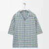 Short sleeve shirt in wool blend Light Blue/White