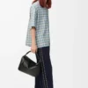 Short sleeve shirt in wool blend Light Blue/White