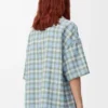 Short sleeve shirt in wool blend Light Blue/White