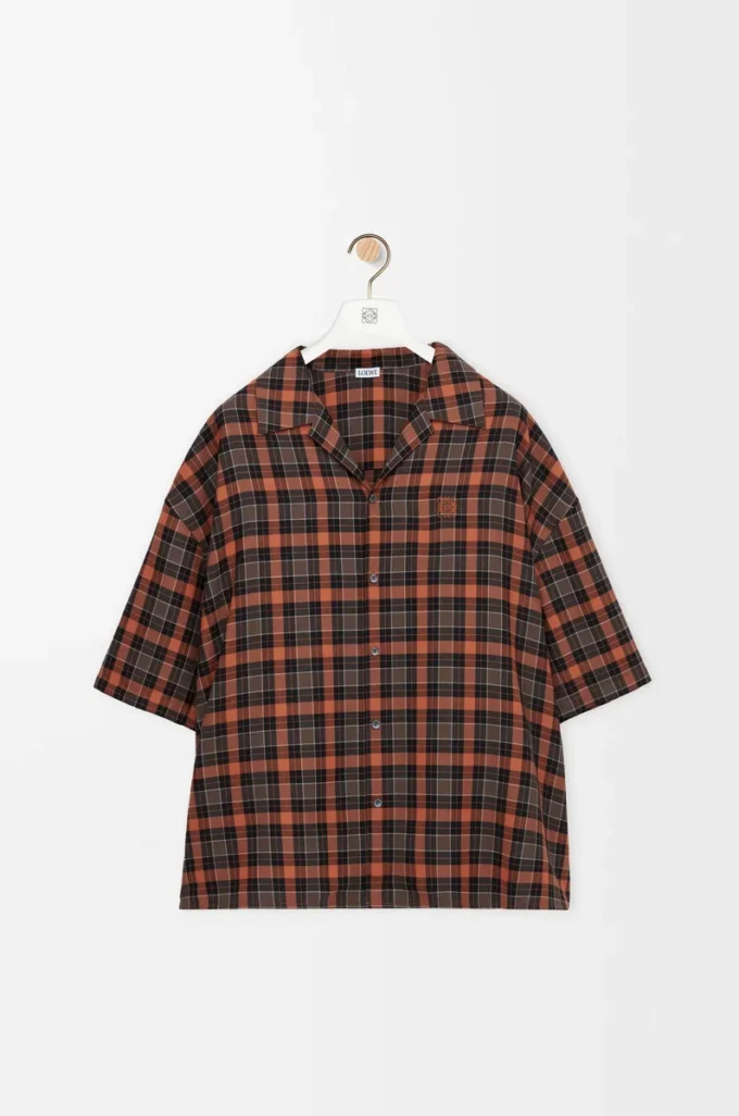 Short sleeve shirt in wool blend Orange/Black Short sleeve shirt in wool blend Orange/Black