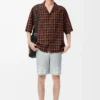 Short sleeve shirt in wool blend Orange/Black Short sleeve shirt in wool blend Orange/Black