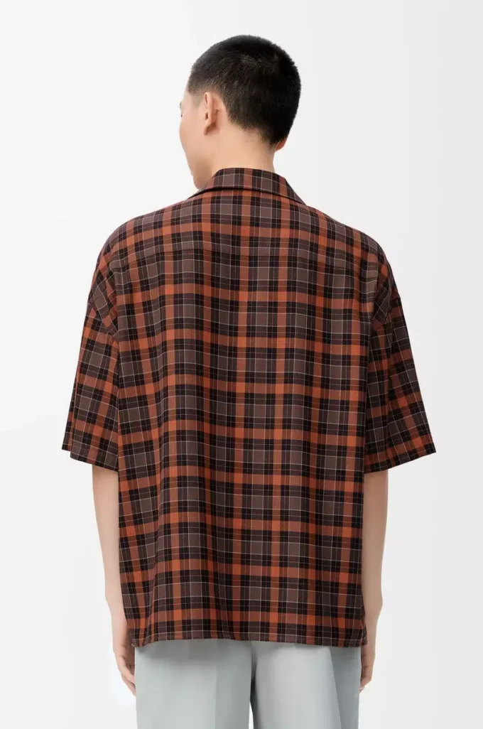 Short sleeve shirt in wool blend Orange/Black Short sleeve shirt in wool blend Orange/Black