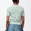 Short sleeve sweater in cotton blend White/Blue Short sleeve sweater in cotton blend White/Blue