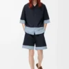 Shorts in cotton Dark Navy/Light Blue