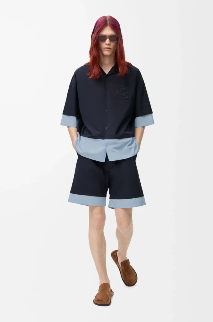 Shorts in cotton Dark Navy/Light Blue