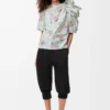 Draped top in silk blend taffeta Light Blue/Multicolor Draped top in silk blend taffeta Light Blue/Multicolor