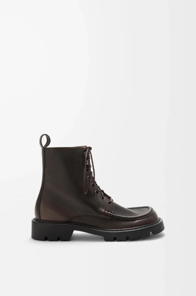 Sierra combat ankle boot in brushed-off calfskin Dark Brown