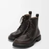 Sierra combat ankle boot in brushed-off calfskin Dark Brown