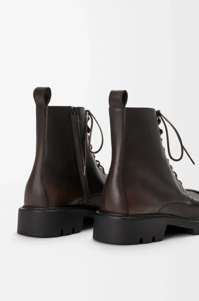 Sierra combat ankle boot in brushed-off calfskin Dark Brown