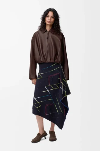 Skirt in wool Dark Navy Blue