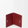 Slim compact wallet in classic calfskin Burnt Red