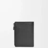 Slim compact wallet in soft grained calfskin Black