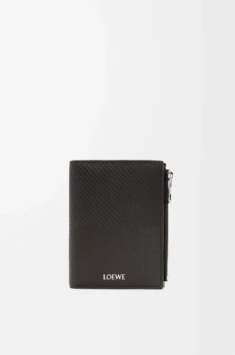 Slim compact walllet in textured classic calfskin Dark Grey Slim compact walllet in textured classic calfskin Dark Grey