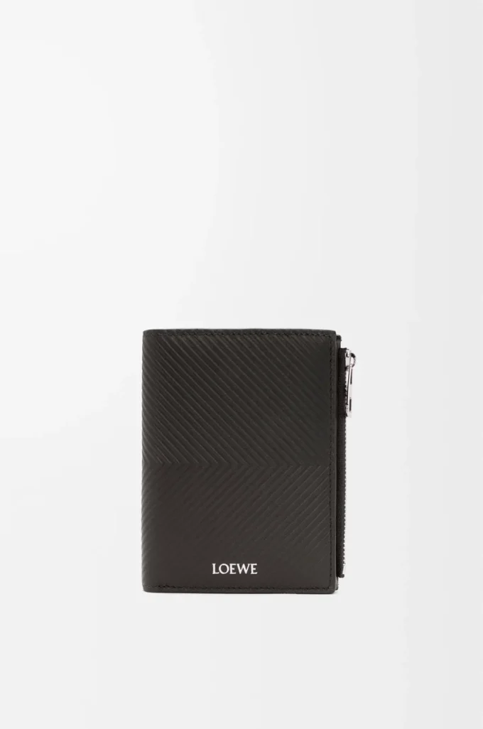 Slim compact walllet in textured classic calfskin Dark Grey Slim compact walllet in textured classic calfskin Dark Grey