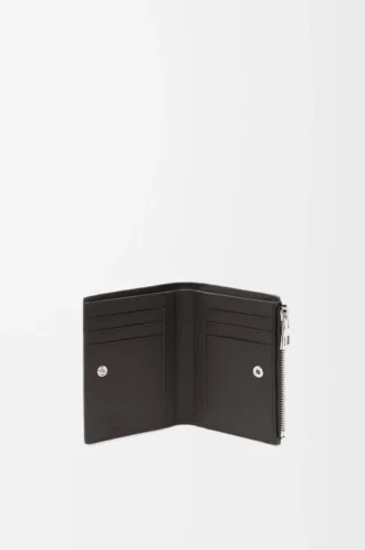 Slim compact walllet in textured classic calfskin Dark Grey Slim compact walllet in textured classic calfskin Dark Grey