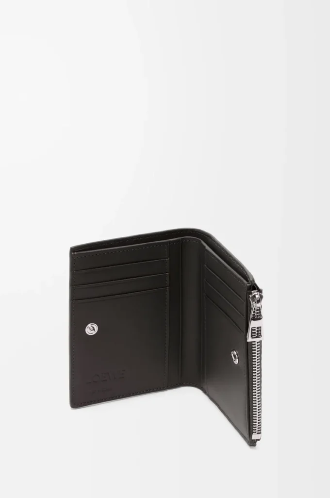 Slim compact walllet in textured classic calfskin Dark Grey Slim compact walllet in textured classic calfskin Dark Grey