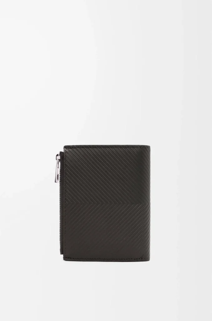 Slim compact walllet in textured classic calfskin Dark Grey Slim compact walllet in textured classic calfskin Dark Grey