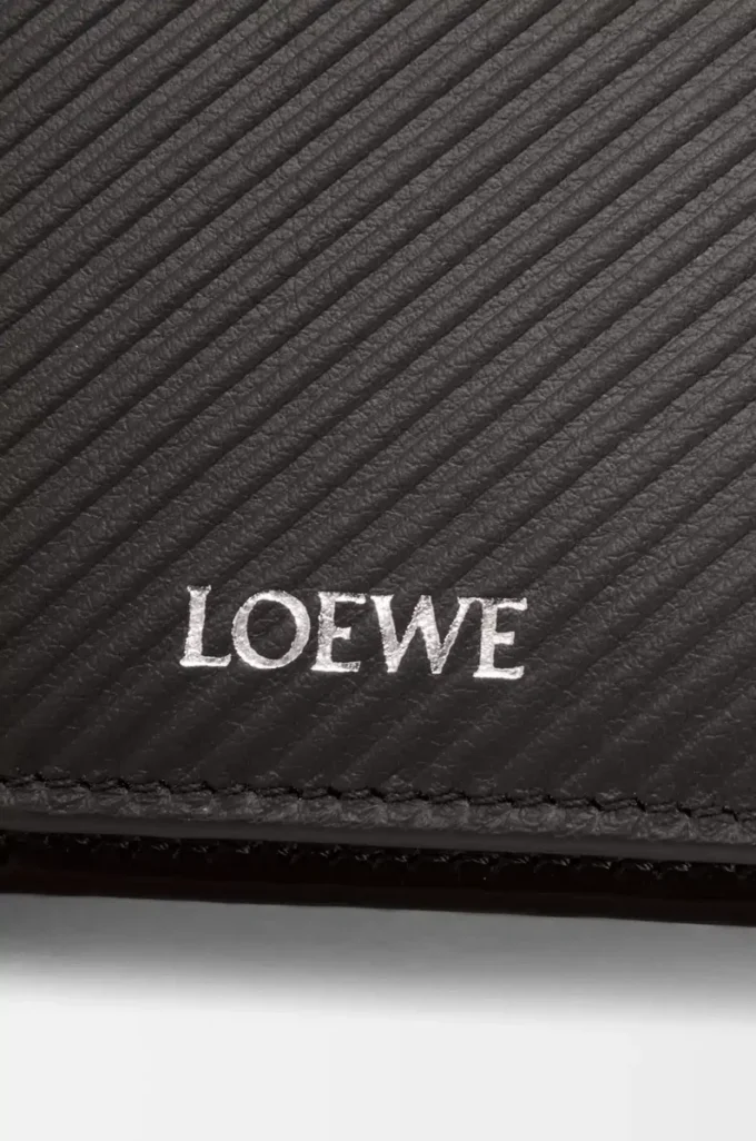 Slim compact walllet in textured classic calfskin Dark Grey Slim compact walllet in textured classic calfskin Dark Grey