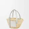 Small Basket bag in palm leaf and calfskin Natural/White
