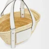 Small Basket bag in palm leaf and calfskin Natural/White