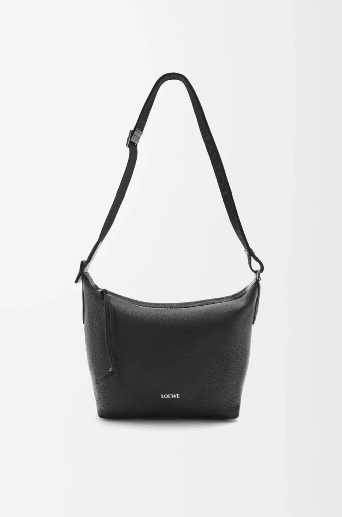 Small Cubi crossbody bag in supple grained calfskin Black