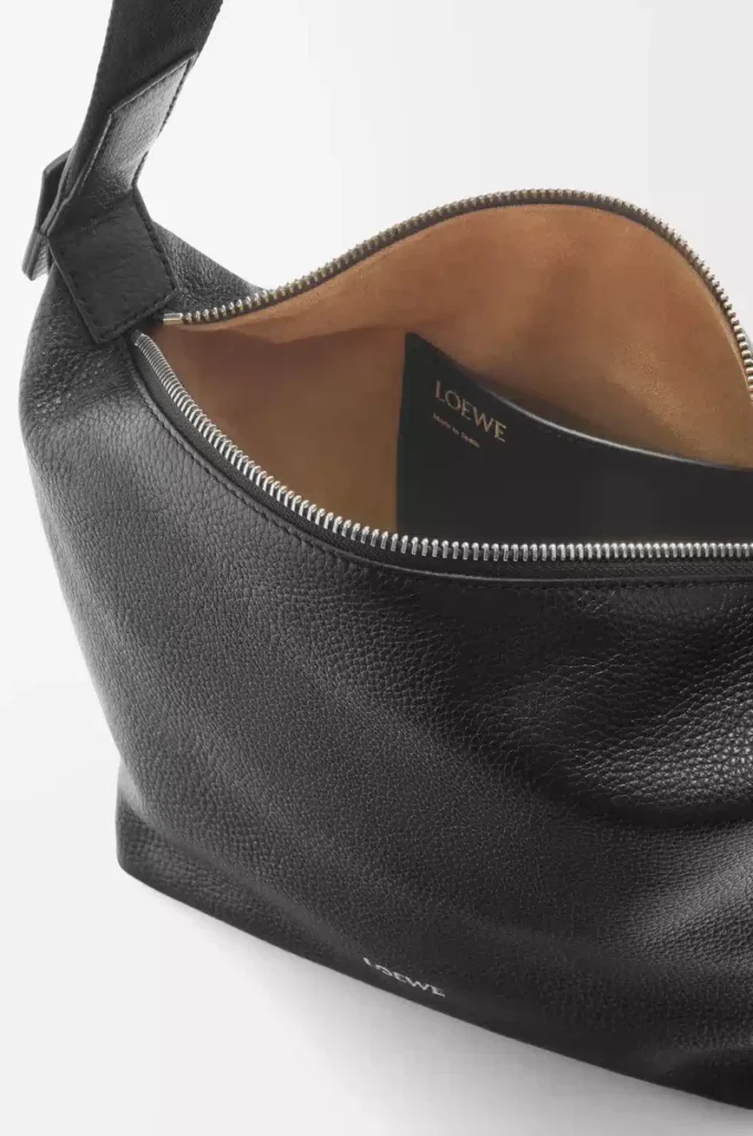 Small Cubi crossbody bag in supple grained calfskin Black